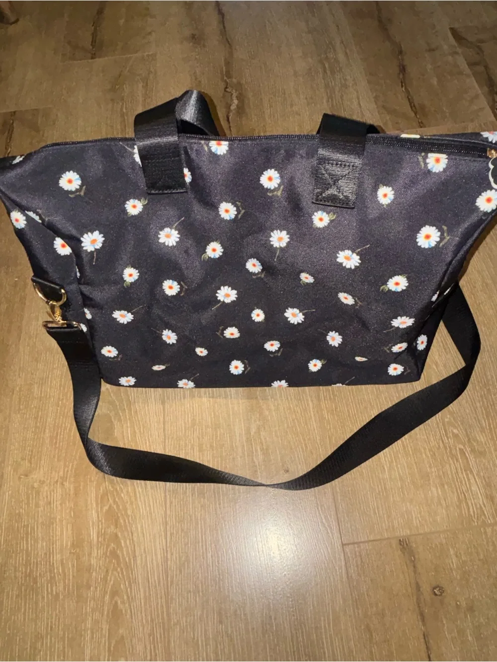 Alice + Olivia Black Daisy Print Tote with Detachable Strap
